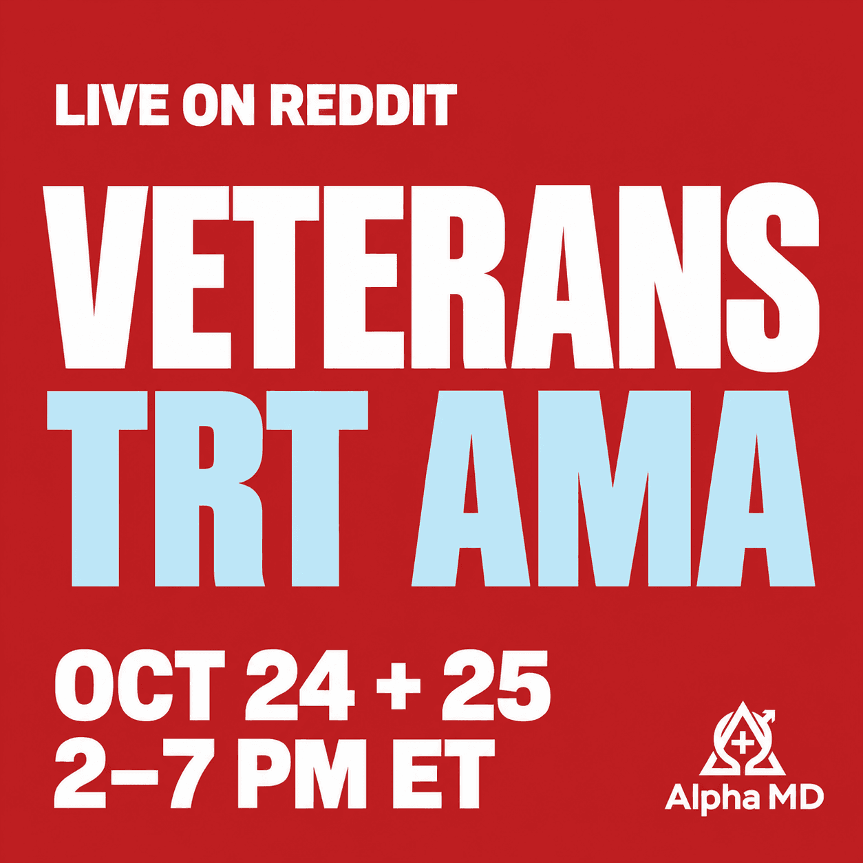 Veterans TRT AMA on Reddit: October 24 and 25, 2026
