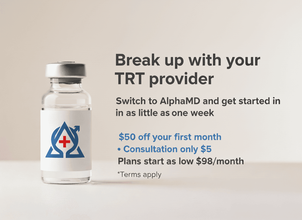 Break Up with Your TRT Provider: Switch to AlphaMD and Get Started in as Little as One Week